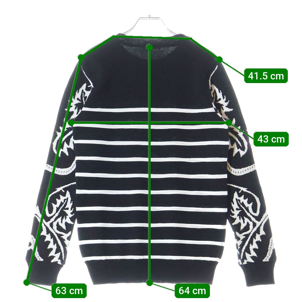 BALMAIN(バルマン) ショルダーボタン ボーダー 長袖ニットセーター ブラック/ホワイト S8H6176M209