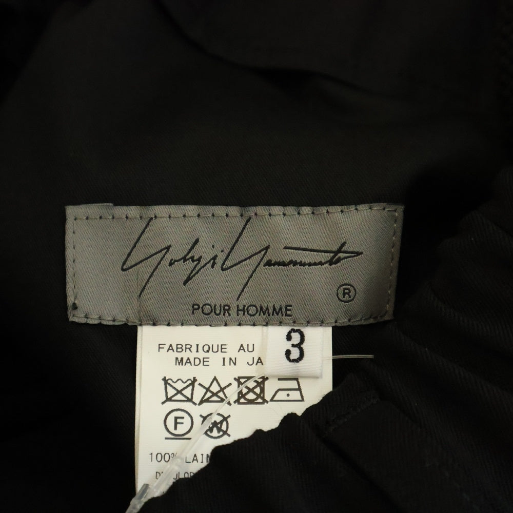 Yohji Yamamoto POUR HOMME(ヨウジヤマモト プールオム) ウールギャバジン ウエストギャザー 9分丈バルーンパンツ ブラック HG-P17-100