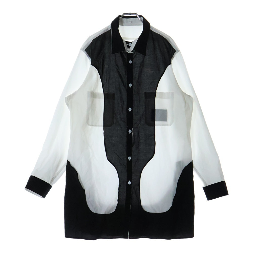 Yohji Yamamoto POUR HOMME(ヨウジヤマモト プールオム) 23AW BLACK AND WHITE SHIRT WITH DECONSTRUCTED 長袖シャツ ブラック/ホワイト HJ-B73-515