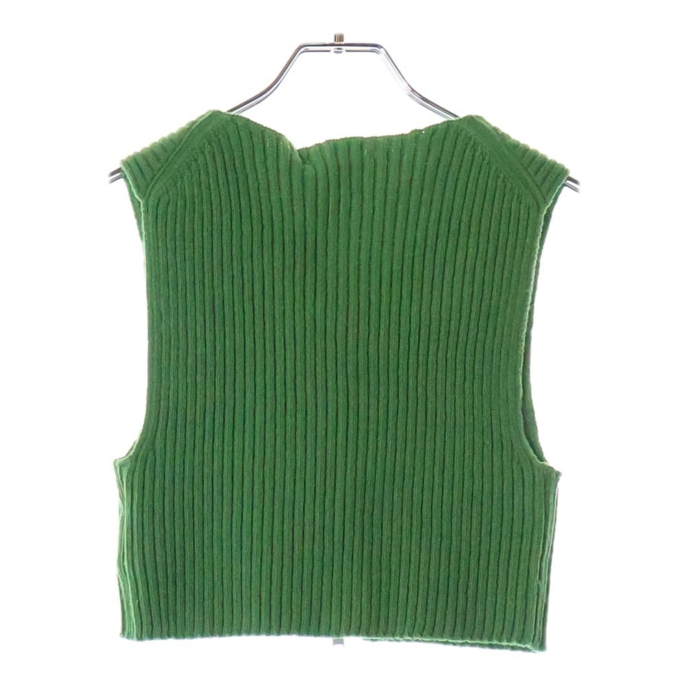 JIL SANDER(ジルサンダー) 23SS Ribbed Zip Cropped Top クロップドニットベスト J02NC0108 J15362 グリーン 36