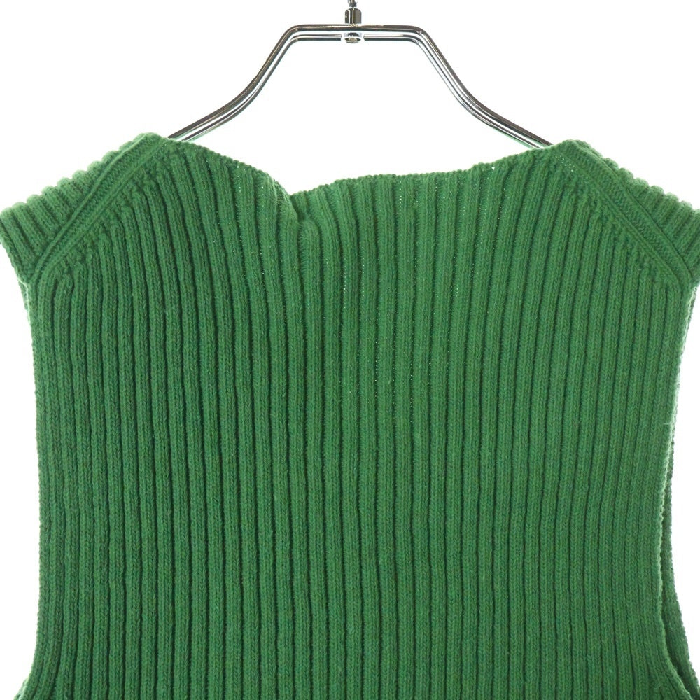 JIL SANDER(ジルサンダー) 23SS Ribbed Zip Cropped Top クロップドニットベスト J02NC0108 J15362 グリーン 36