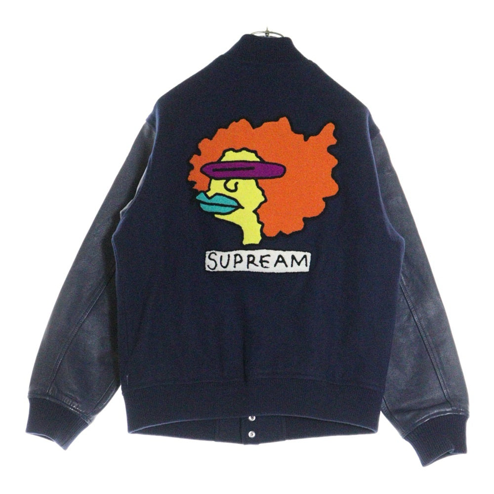 SUPREME(シュプリーム) 17AW GONZ RAMM Varsity Jacket マークゴンザレス バックロゴ刺繍 スタジャン ジャケット ネイビー