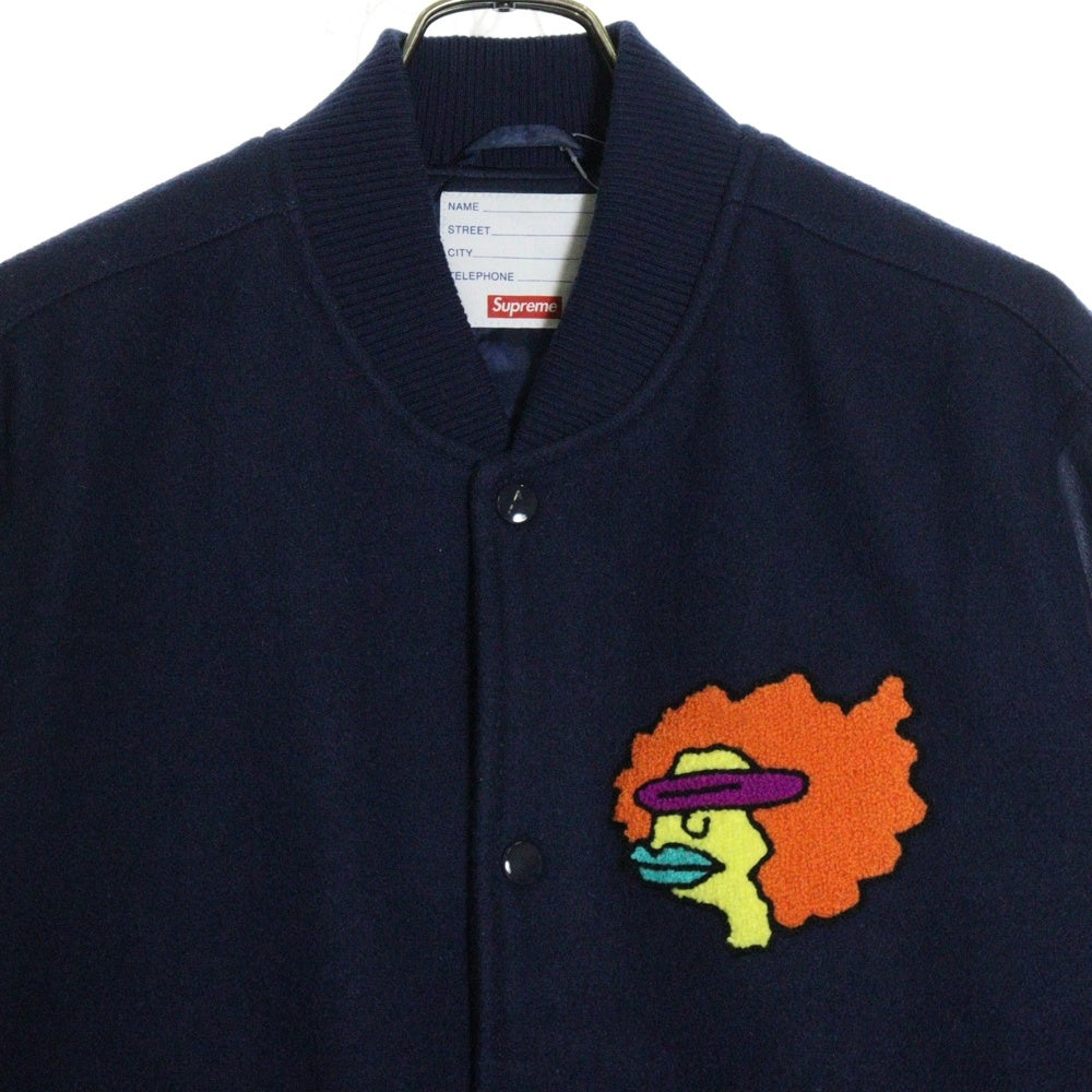 SUPREME(シュプリーム) 17AW GONZ RAMM Varsity Jacket マークゴンザレス バックロゴ刺繍 スタジャン ジャケット ネイビー