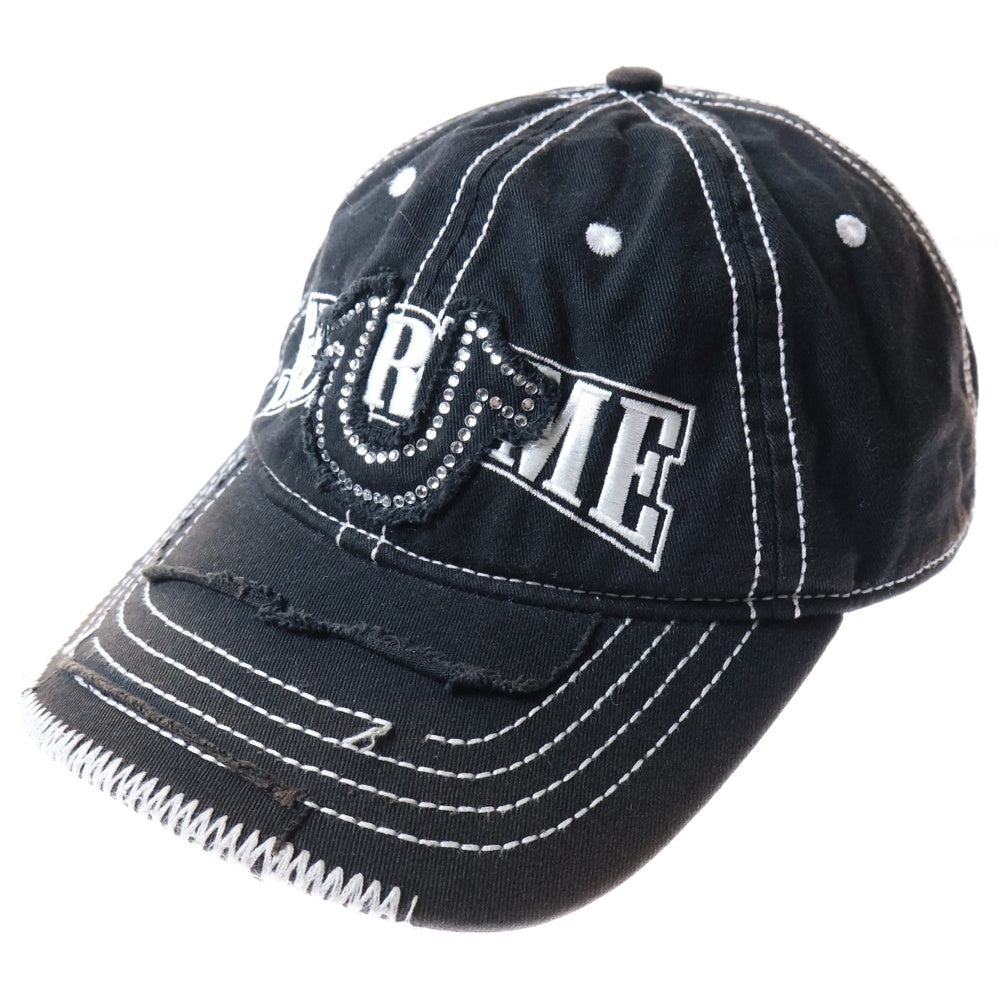 SUPREME(シュプリーム) 21AW×True Religion 6-Panel トゥルーレリジョン ダメージ加工 6パネルキャップ 帽子