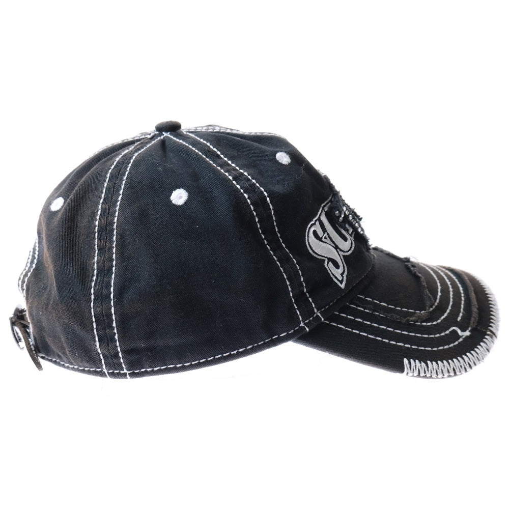 SUPREME(シュプリーム) 21AW×True Religion 6-Panel トゥルーレリジョン ダメージ加工 6パネルキャップ 帽子