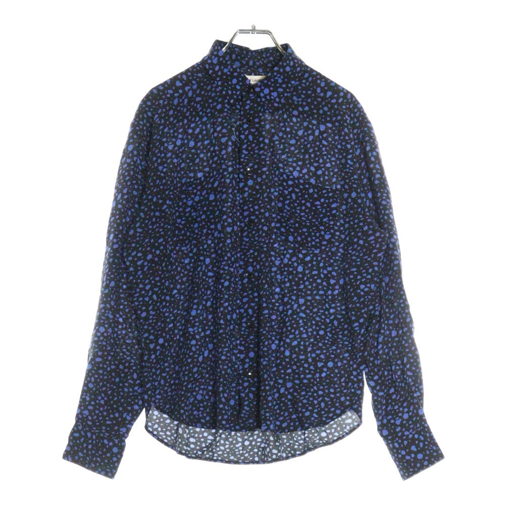 SAINT LAURENT PARIS(サンローランパリ) 20SS 総柄レーヨンスプラッター長袖シャツ ブルー×ブラック 520149 Y1A78
