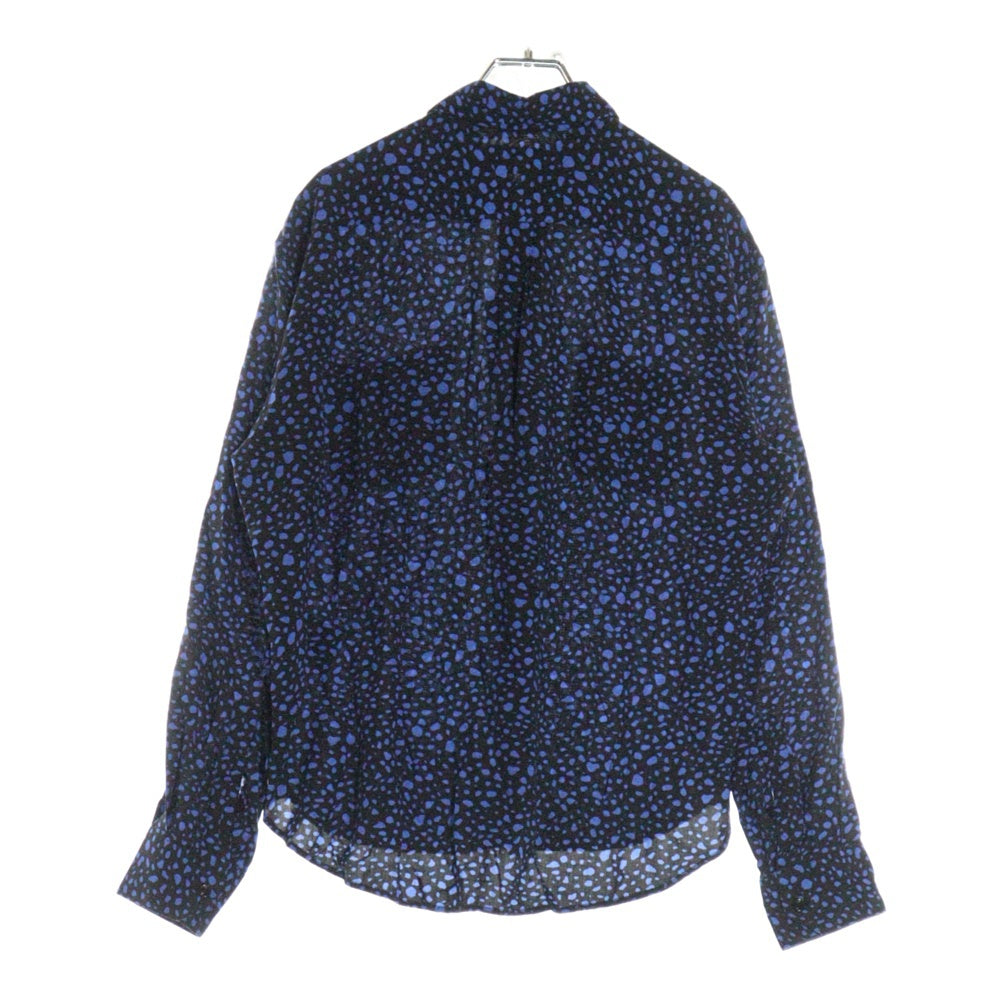 SAINT LAURENT PARIS(サンローランパリ) 20SS 総柄レーヨンスプラッター長袖シャツ ブルー×ブラック 520149 Y1A78
