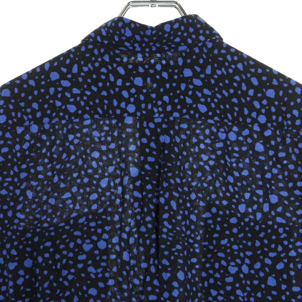 SAINT LAURENT PARIS(サンローランパリ) 20SS 総柄レーヨンスプラッター長袖シャツ ブルー×ブラック 520149 Y1A78