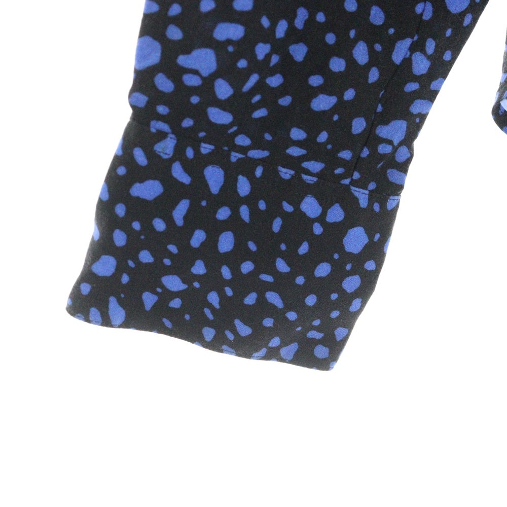 SAINT LAURENT PARIS(サンローランパリ) 20SS 総柄レーヨンスプラッター長袖シャツ ブルー×ブラック 520149 Y1A78