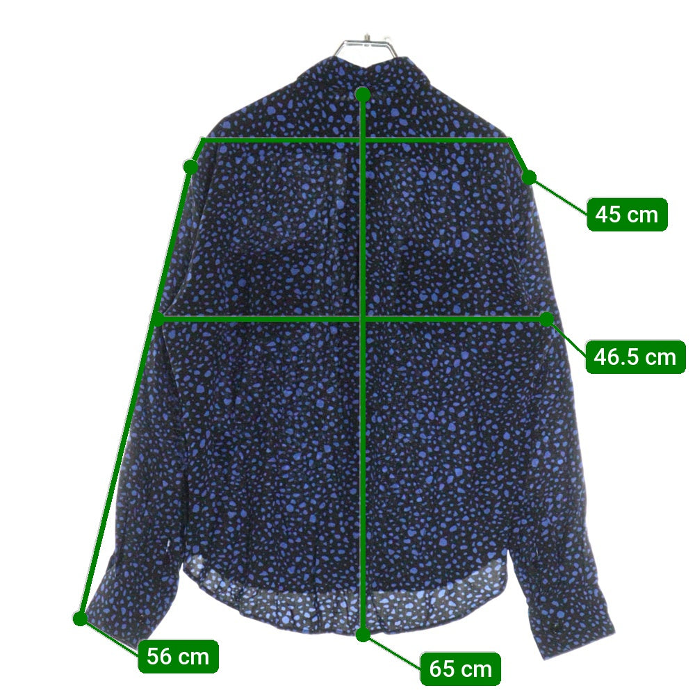 SAINT LAURENT PARIS(サンローランパリ) 20SS 総柄レーヨンスプラッター長袖シャツ ブルー×ブラック 520149 Y1A78