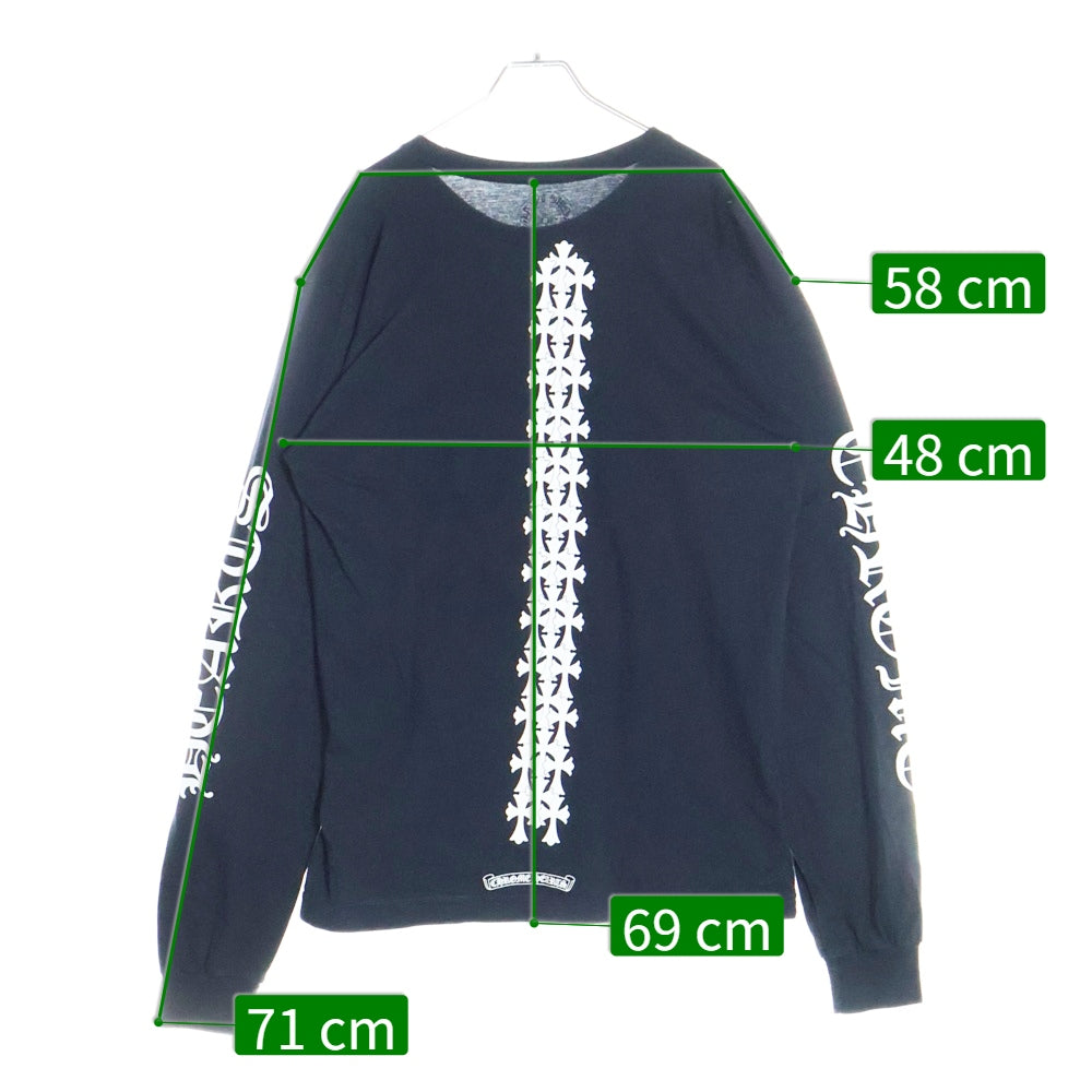CHROME HEARTS(クロムハーツ) Cemetery Cross Tire Track L/S T-Shirt セメタリークロス トラックプリント長袖Tシャツ ロンT ブラック