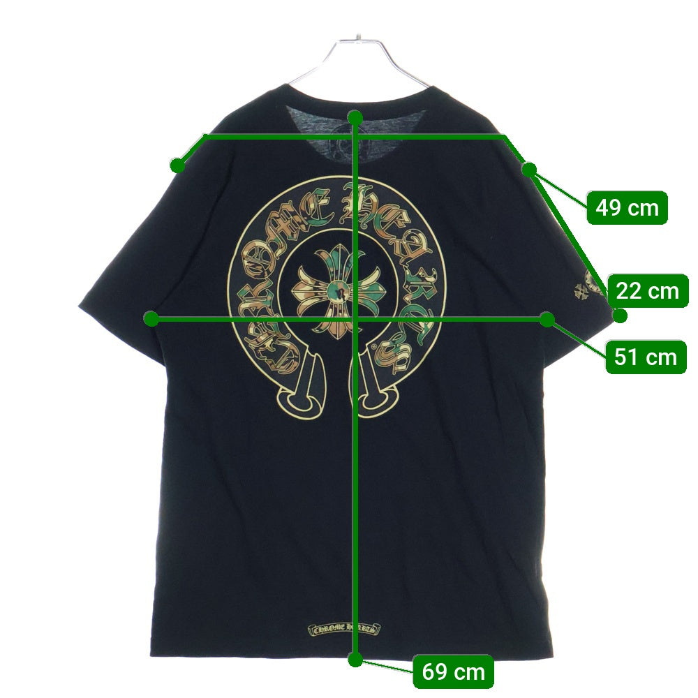 CHROME HEARTS(クロムハーツ) Camo Horseshoe S/S カモ柄 ホースシュープリント 半袖Tシャツカットソー ブラック