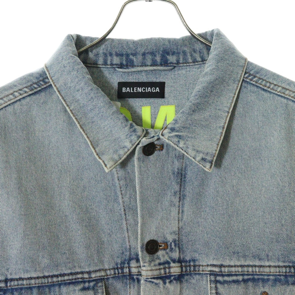 BALENCIAGA(バレンシアガ) Back Logo Crush Denim JacketバックロゴクラッシュUSED加工デニムジャケット インディゴ 557351 TDW15
