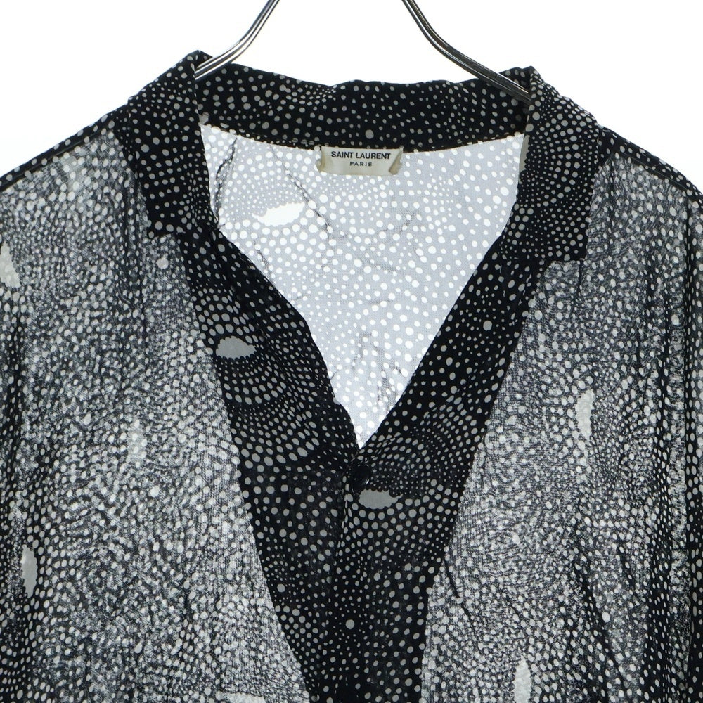 SAINT LAURENT PARIS(サンローランパリ) スパイラル総柄レーヨンドット半袖シャツ ブラック 596009 Y1A77