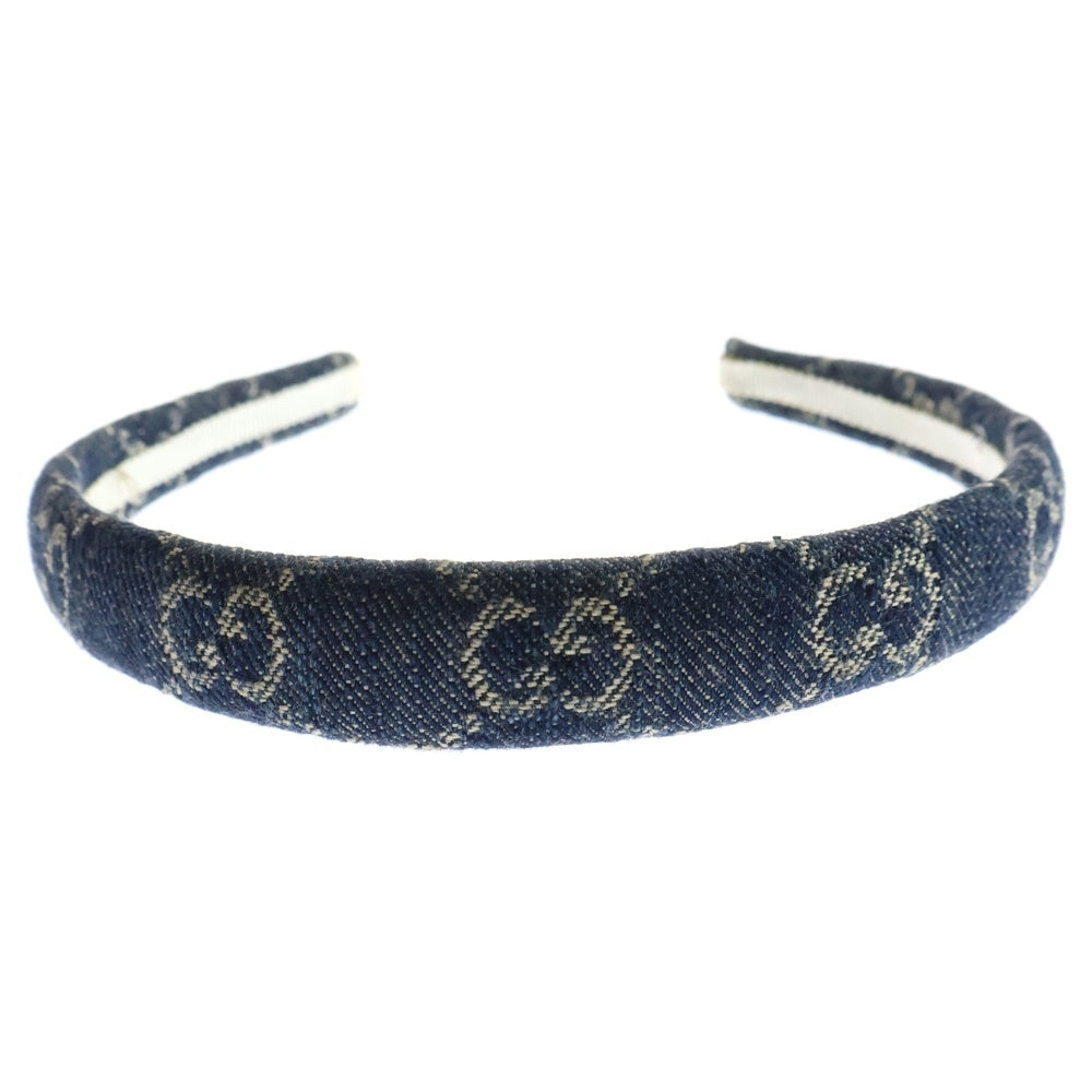 GUCCI(グッチ) ウォッシュド GGジャガード デニム カチューシャ ヘアバンド ブルー