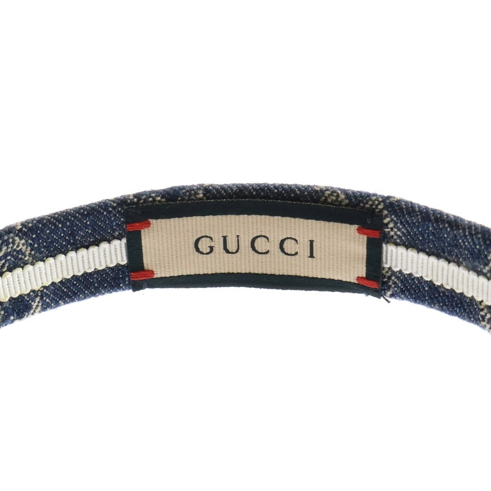 GUCCI(グッチ) ウォッシュド GGジャガード デニム カチューシャ ヘアバンド ブルー