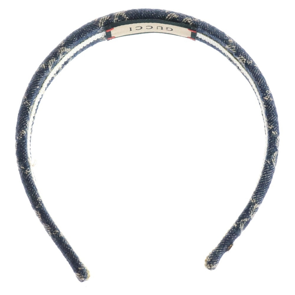 GUCCI(グッチ) ウォッシュド GGジャガード デニム カチューシャ ヘアバンド ブルー