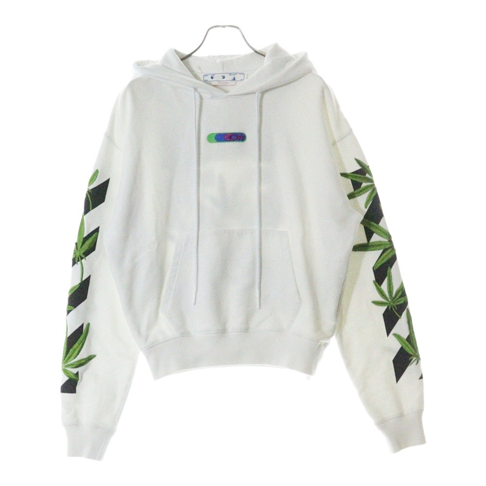 OFF-WHITE(オフホワイト) WEED ARROWS OVER HOODIE プリント スウェットプルオーバーパーカー ホワイト OMBB037S22FLE010