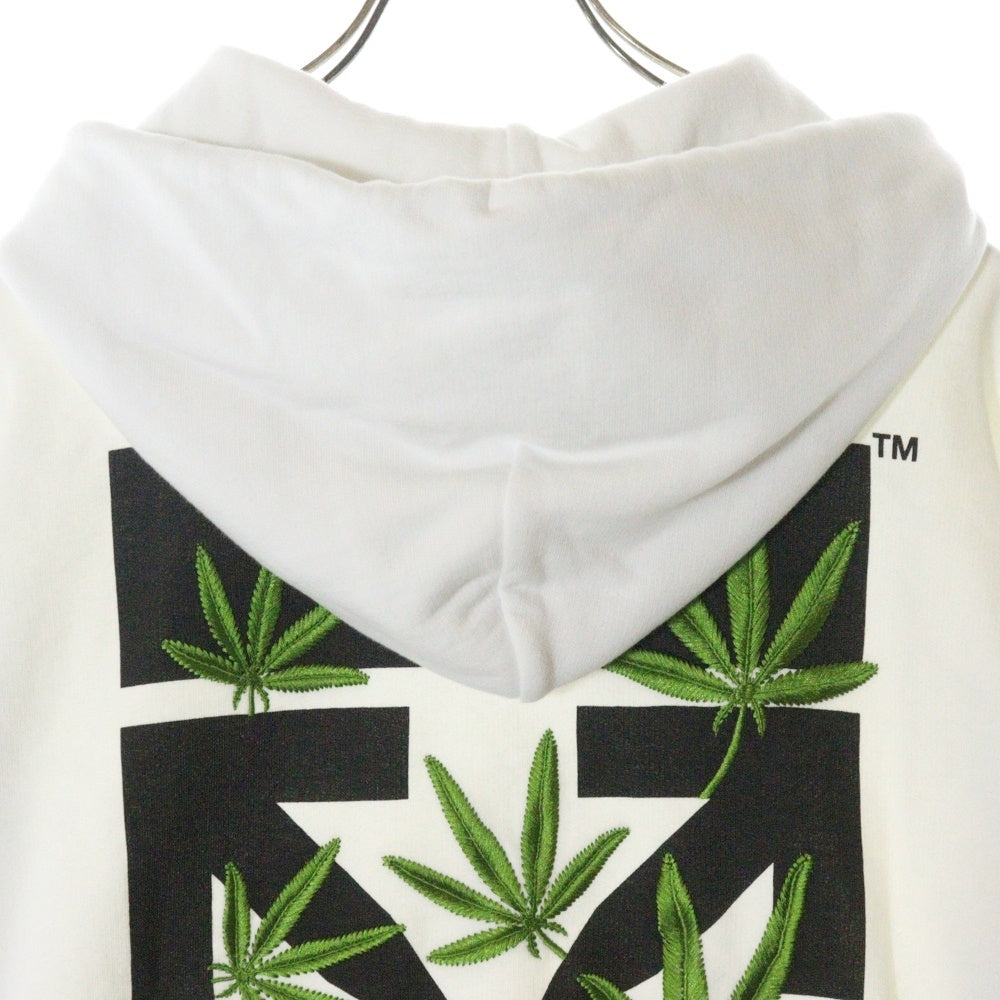 OFF-WHITE(オフホワイト) WEED ARROWS OVER HOODIE プリント スウェットプルオーバーパーカー ホワイト OMBB037S22FLE010