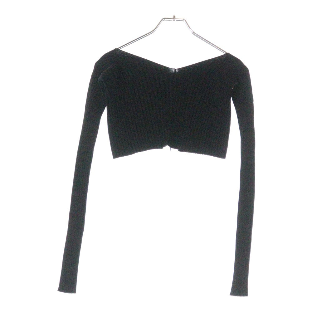 JACQUEMUS(ジャックムス) チャームロゴ クロップド丈 マイクロリブニットカーディガン ブラック レディース 213KN108-2190-990