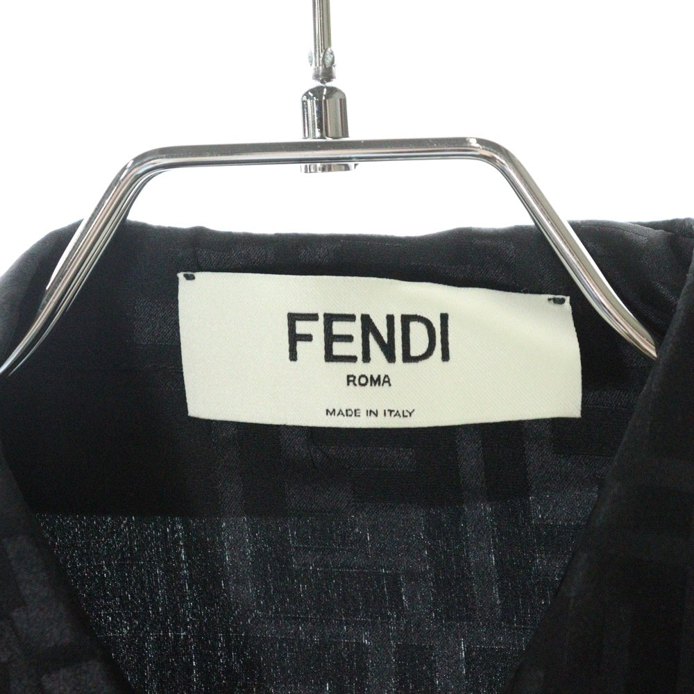 FENDI(フェンディ) クロップド丈 ズッカ柄 長袖シルクシャツ ブラック レディース FS7994 AJ0Z