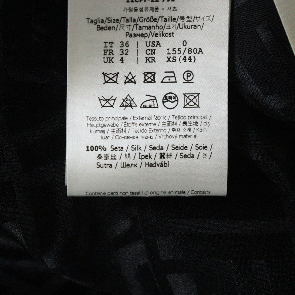 FENDI(フェンディ) クロップド丈 ズッカ柄 長袖シルクシャツ ブラック レディース FS7994 AJ0Z