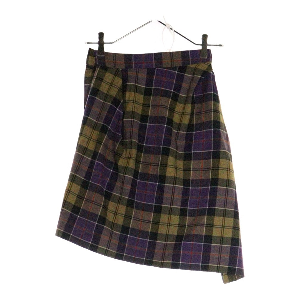Vivienne Westwood(ヴィヴィアンウエストウッド) チェック柄 アシンメトリー ひざ丈スカート パープル 12-01-211004 レディース