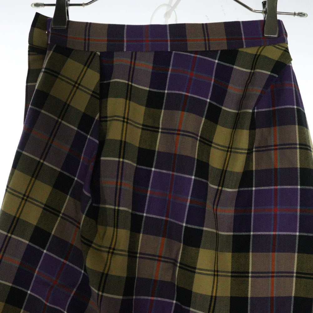 Vivienne Westwood(ヴィヴィアンウエストウッド) チェック柄 アシンメトリー ひざ丈スカート パープル 12-01-211004 レディース