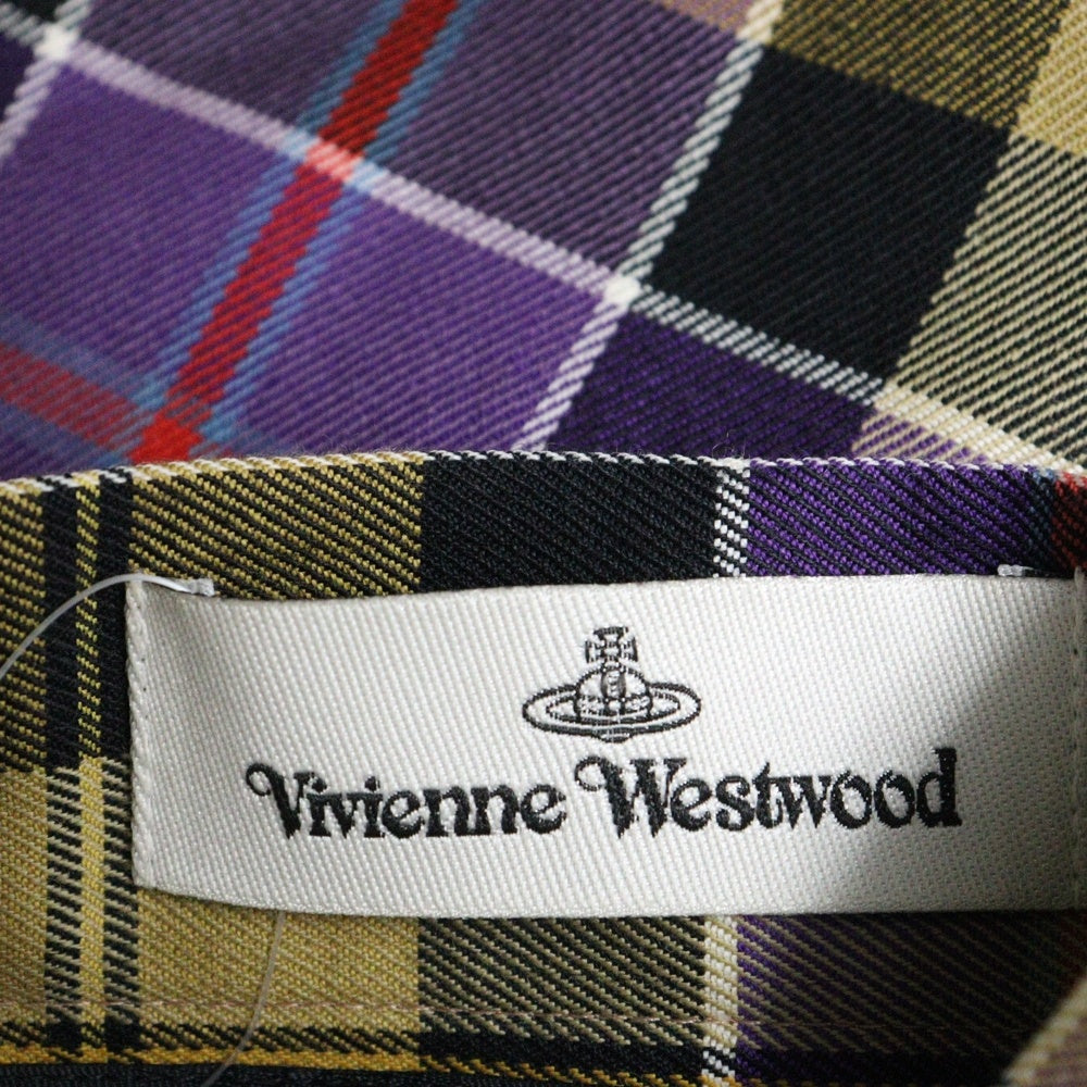 Vivienne Westwood(ヴィヴィアンウエストウッド) チェック柄 アシンメトリー ひざ丈スカート パープル 12-01-211004 レディース