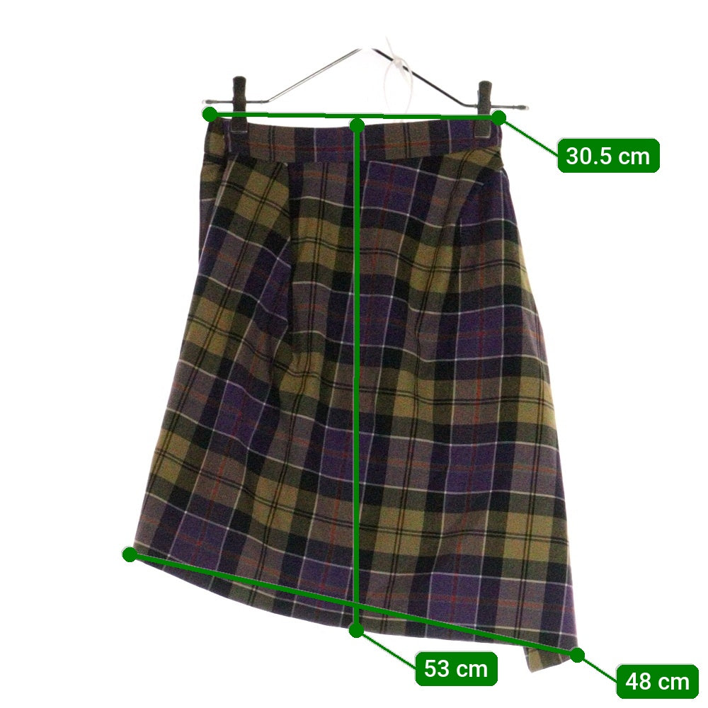 Vivienne Westwood(ヴィヴィアンウエストウッド) チェック柄 アシンメトリー ひざ丈スカート パープル 12-01-211004 レディース