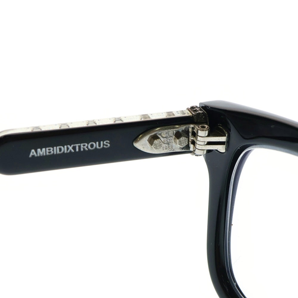 CHROME HEARTS(クロムハーツ) AMBIDIXTROUS CHプラステンプルスクエアフレーム眼鏡 ブラック/シルバー