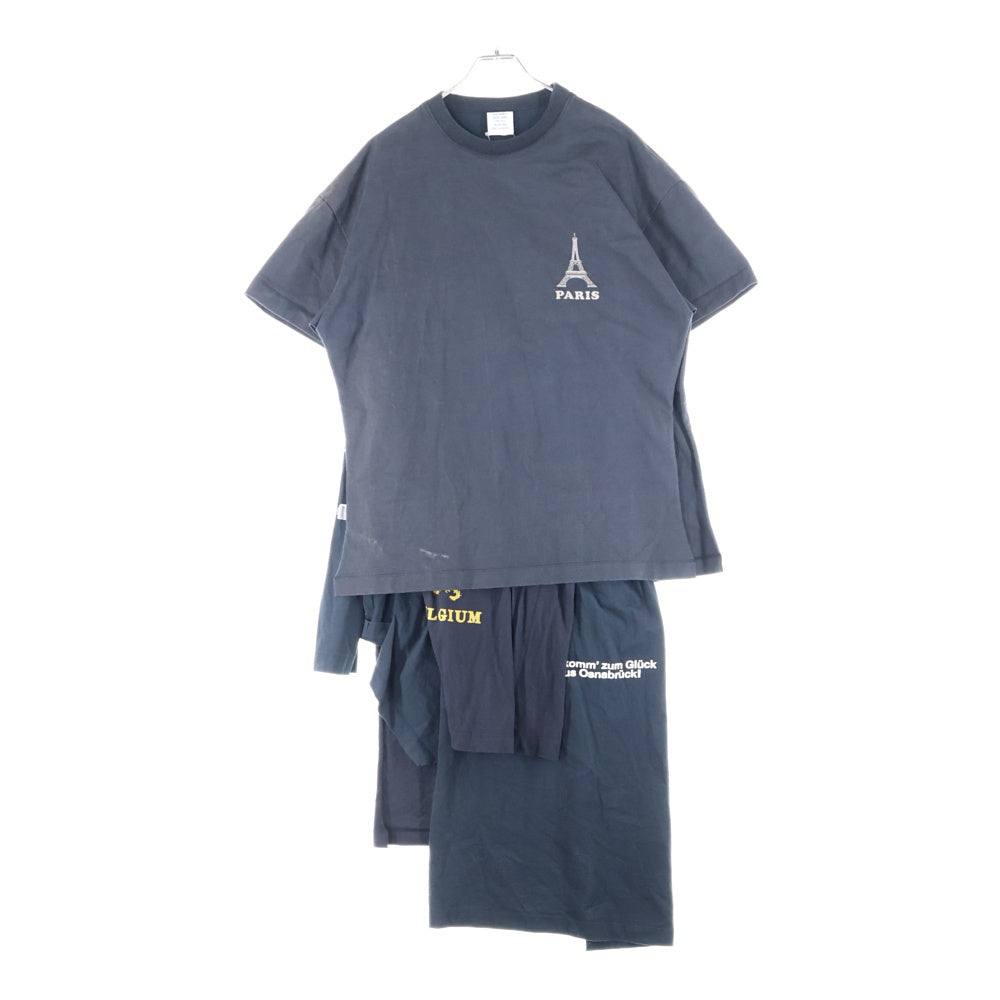 VETEMENTS(ヴェトモン) 17AW BLACK PRINTED COTTON LAYER T-SHIRT DRESS 再構築レイヤードTシャツワンピースWAH18DR10 ブラック レディース