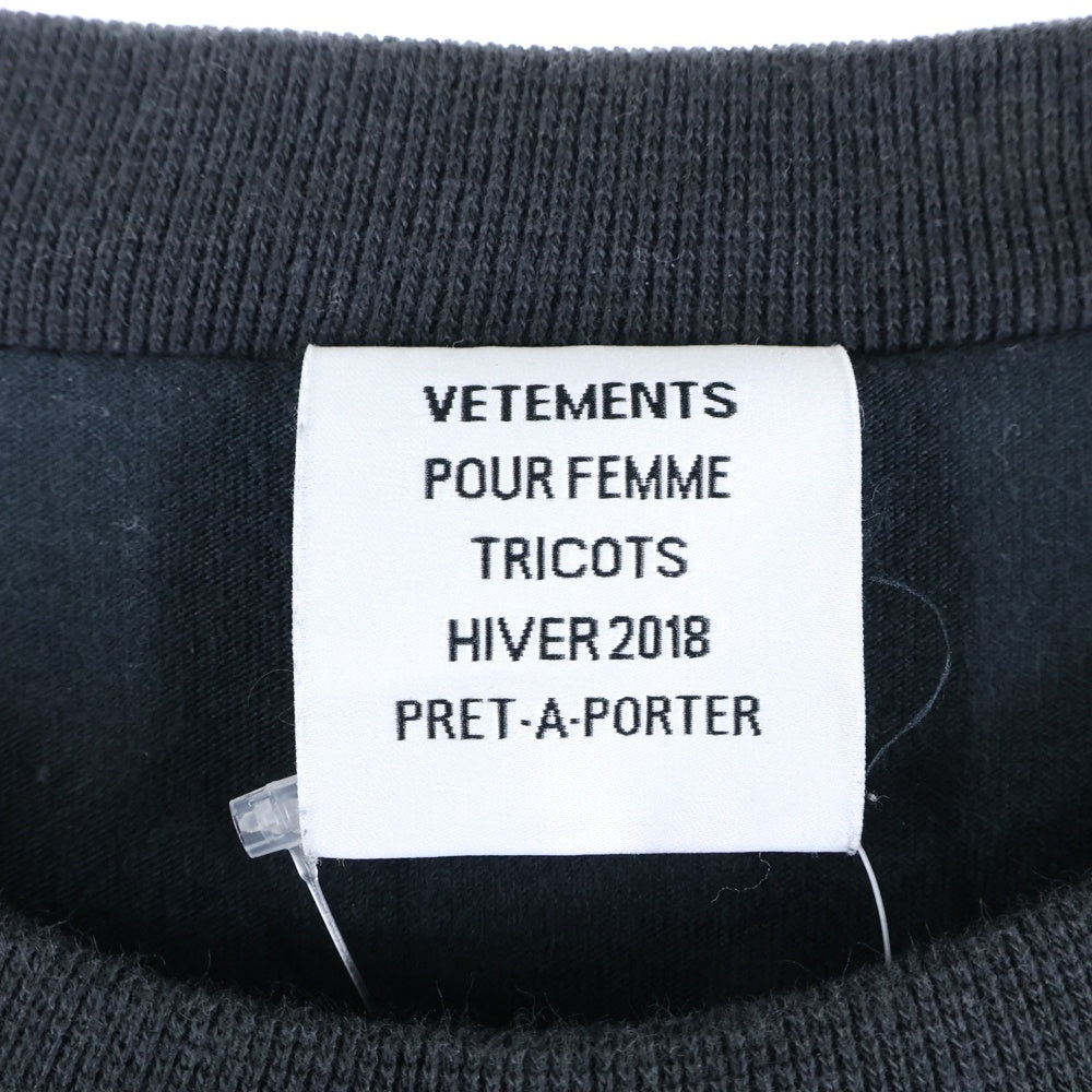 VETEMENTS(ヴェトモン) 17AW BLACK PRINTED COTTON LAYER T-SHIRT DRESS 再構築レイヤードTシャツワンピースWAH18DR10 ブラック レディース
