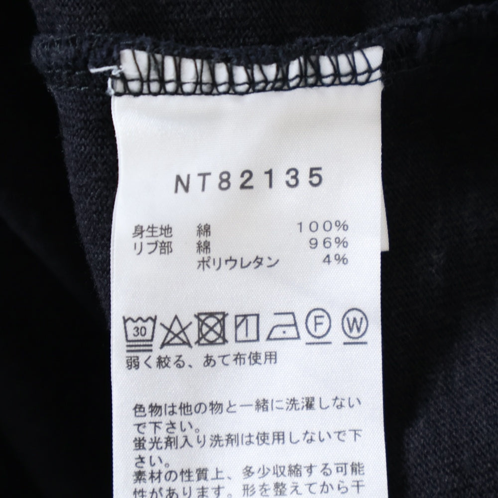 THE NORTH FACE(ザノースフェイス) Nuptse Cotton Tee NT82135 ロゴ刺繍 クルーネック ロングスリーブ ヌプシ コットン 長袖Tシャツ カットソー ブラック