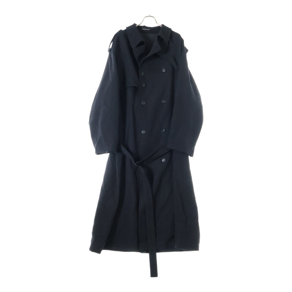 Yohji Yamamoto POUR HOMME(ヨウジヤマモト プールオム) 23AW ARMY GABARDINE TRENCH COAT HJ-C09-120 アーミーギャバジン トレンチロングコート ブラック