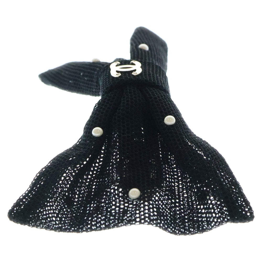 CHANEL(シャネル) バレッタ ヘアクリップ リボン メッシュ ブラック レディース