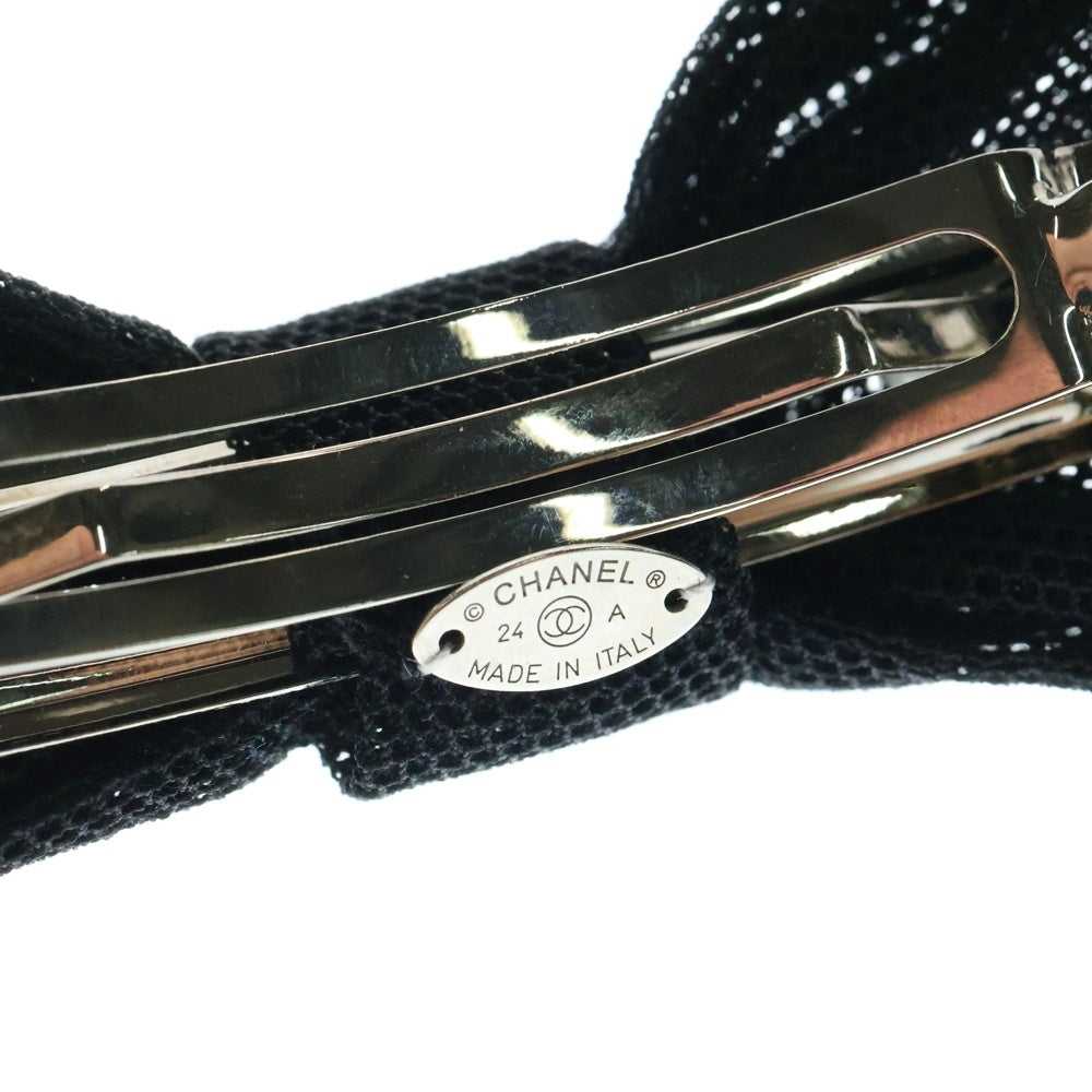 CHANEL(シャネル) バレッタ ヘアクリップ リボン メッシュ ブラック レディース