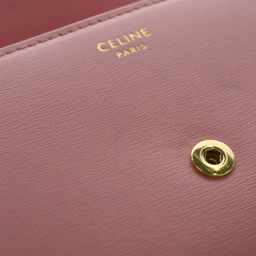 CELINE(セリーヌ) トリオンフ スモールフラップ ウォレット ピンク シャイニーカーフスキン