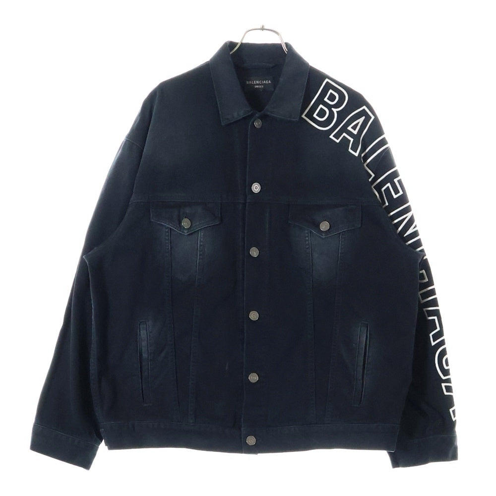 BALENCIAGA(バレンシアガ) 23AW アームロゴ刺繍 デニムジャケット ブラック 767949
