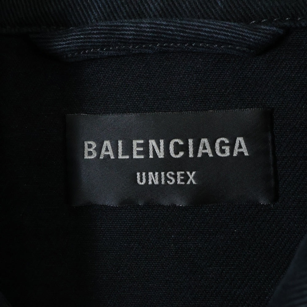 BALENCIAGA(バレンシアガ) 23AW アームロゴ刺繍 デニムジャケット ブラック 767949