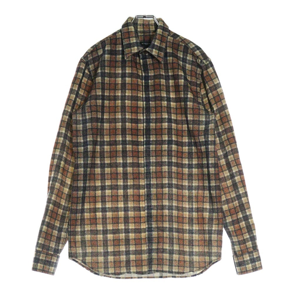 GIVENCHY(ジバンシィ) ウール チェック柄 長袖シャツ ブラウン