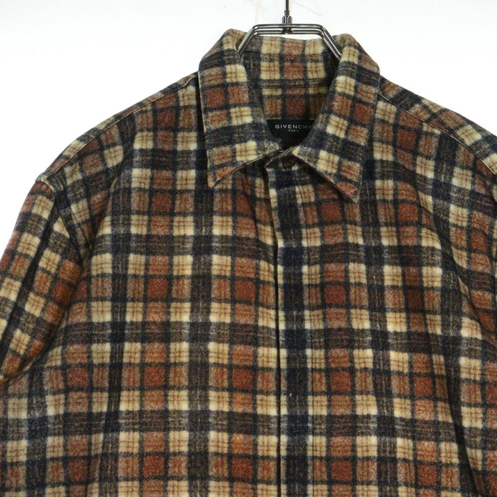 GIVENCHY(ジバンシィ) ウール チェック柄 長袖シャツ ブラウン