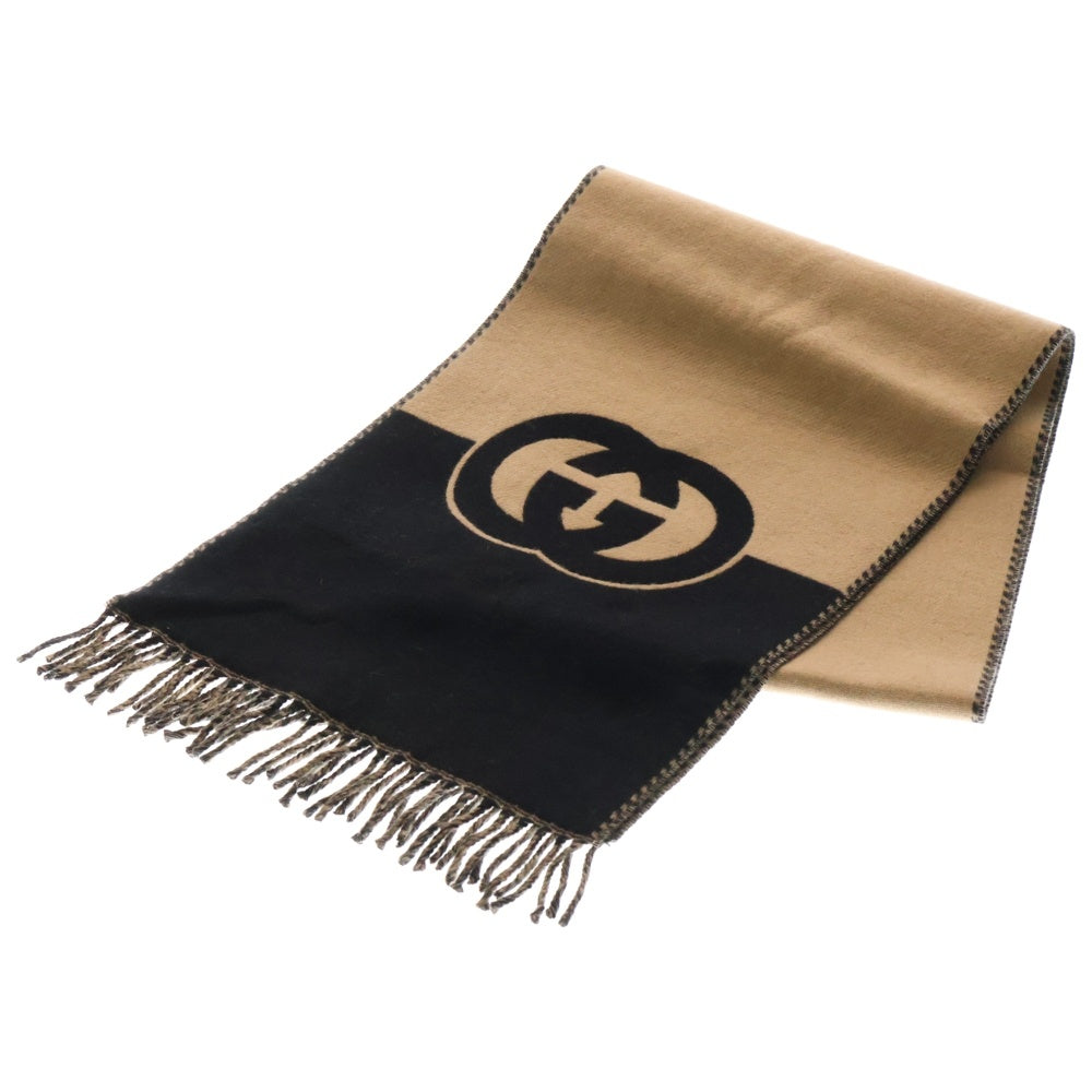 GUCCI(グッチ) インターロッキングG ウールマフラー ブラウン 715497