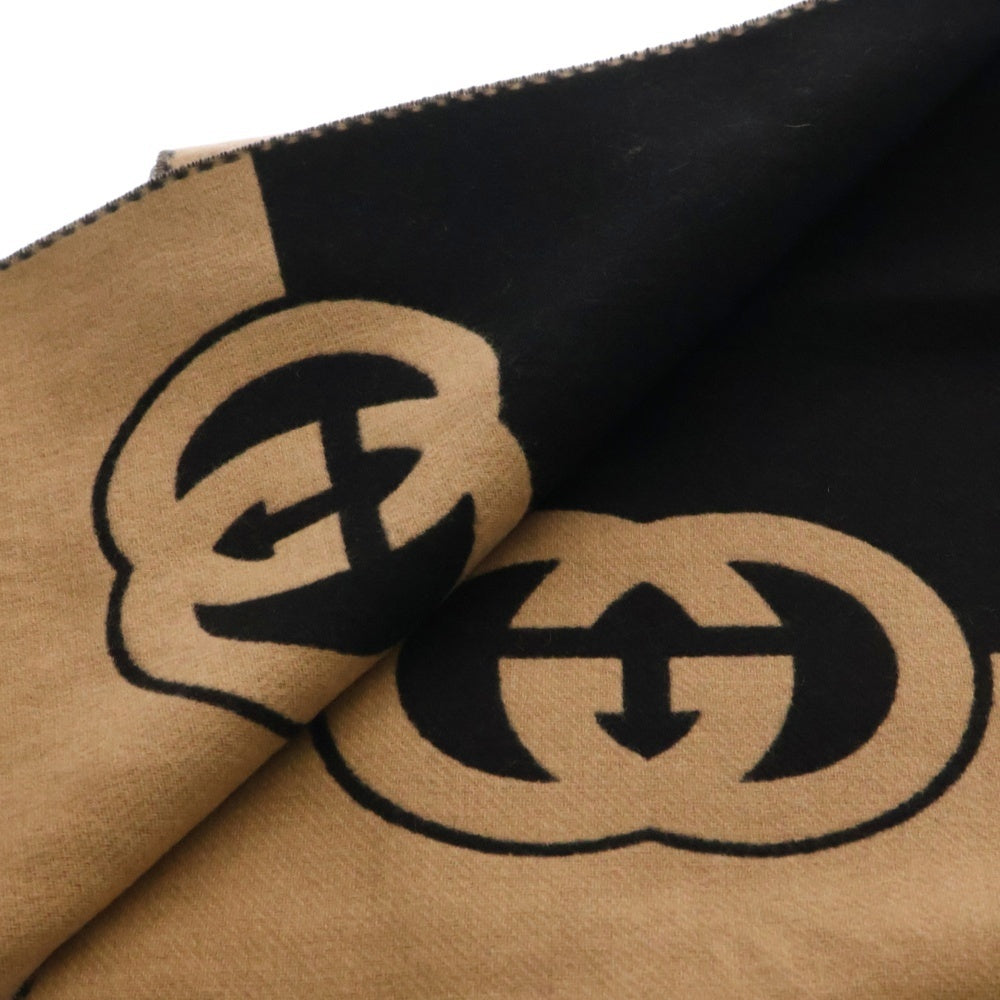 GUCCI(グッチ) インターロッキングG ウールマフラー ブラウン 715497