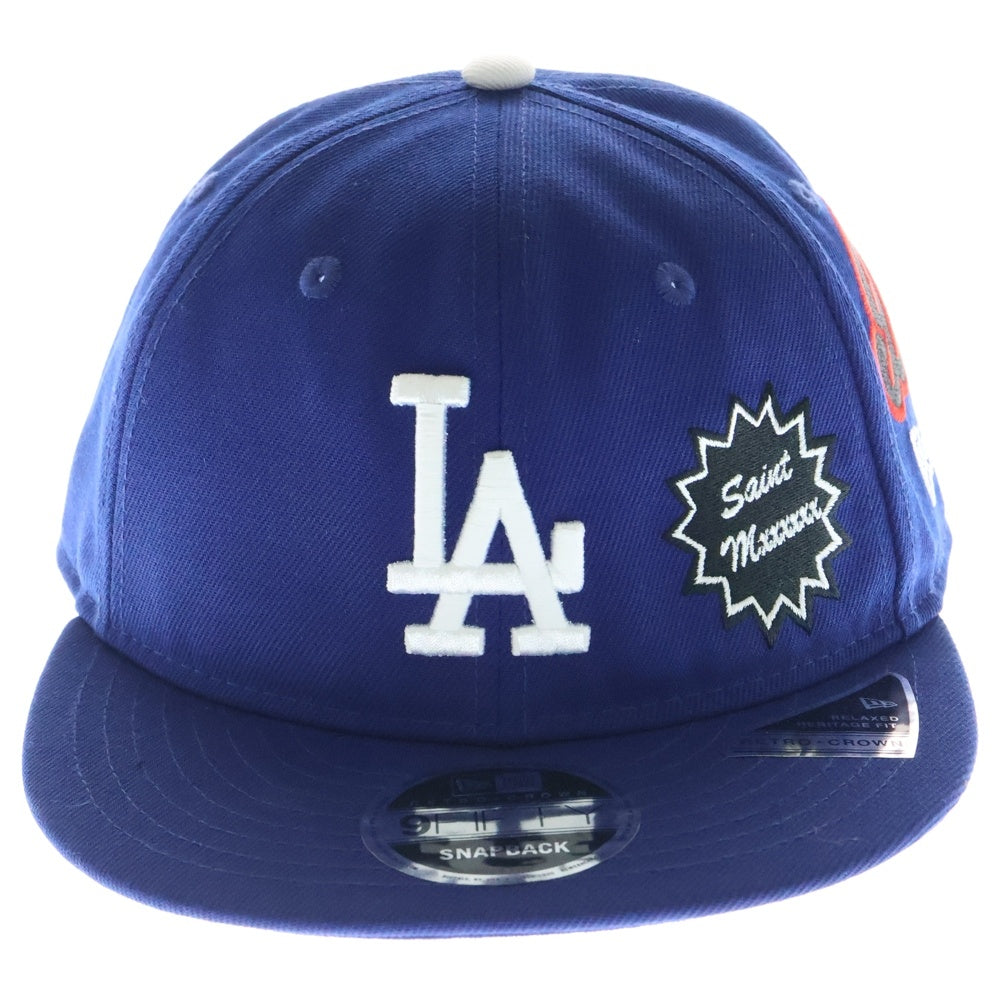 SAINT MICHAEL(セントマイケル) 25SS ×NEW ERA ニューエラ 刺繍デザイン ベースボールキャップ 帽子 ブルー SM-HR8-0000-C46