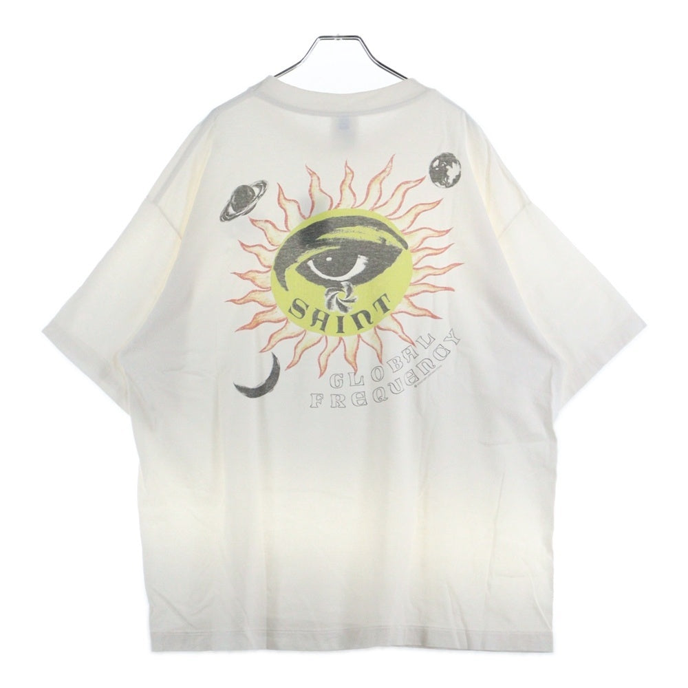 SAINT MICHAEL(セントマイケル) SS TEE - EYE- SM-HR1-0000-021 ヴィンテージ加工アイプリント クルーネック半袖Tシャツ ホワイト