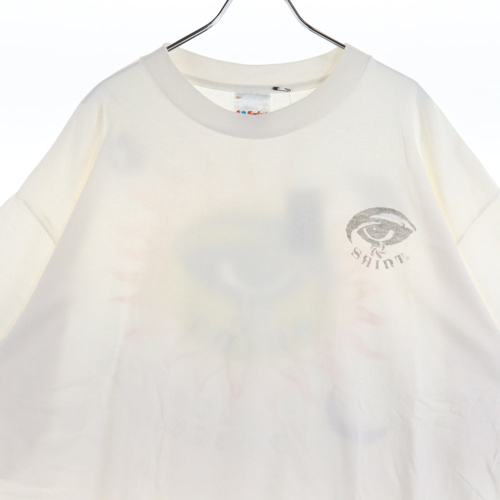 SAINT MICHAEL(セントマイケル) SS TEE - EYE- SM-HR1-0000-021 ヴィンテージ加工アイプリント クルーネック半袖Tシャツ ホワイト
