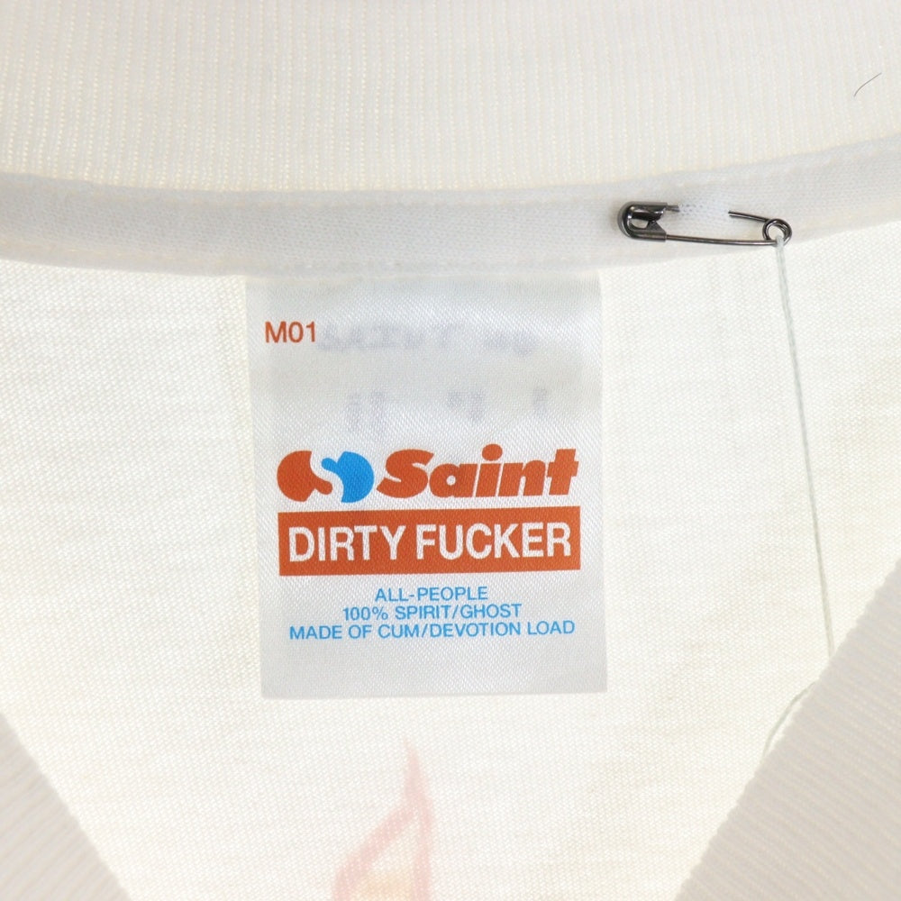 SAINT MICHAEL(セントマイケル) SS TEE - EYE- SM-HR1-0000-021 ヴィンテージ加工アイプリント クルーネック半袖Tシャツ ホワイト
