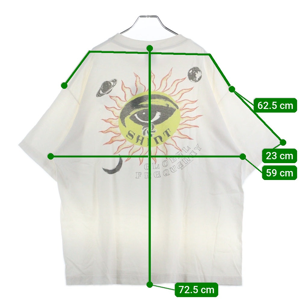 SAINT MICHAEL(セントマイケル) SS TEE - EYE- SM-HR1-0000-021 ヴィンテージ加工アイプリント クルーネック半袖Tシャツ ホワイト