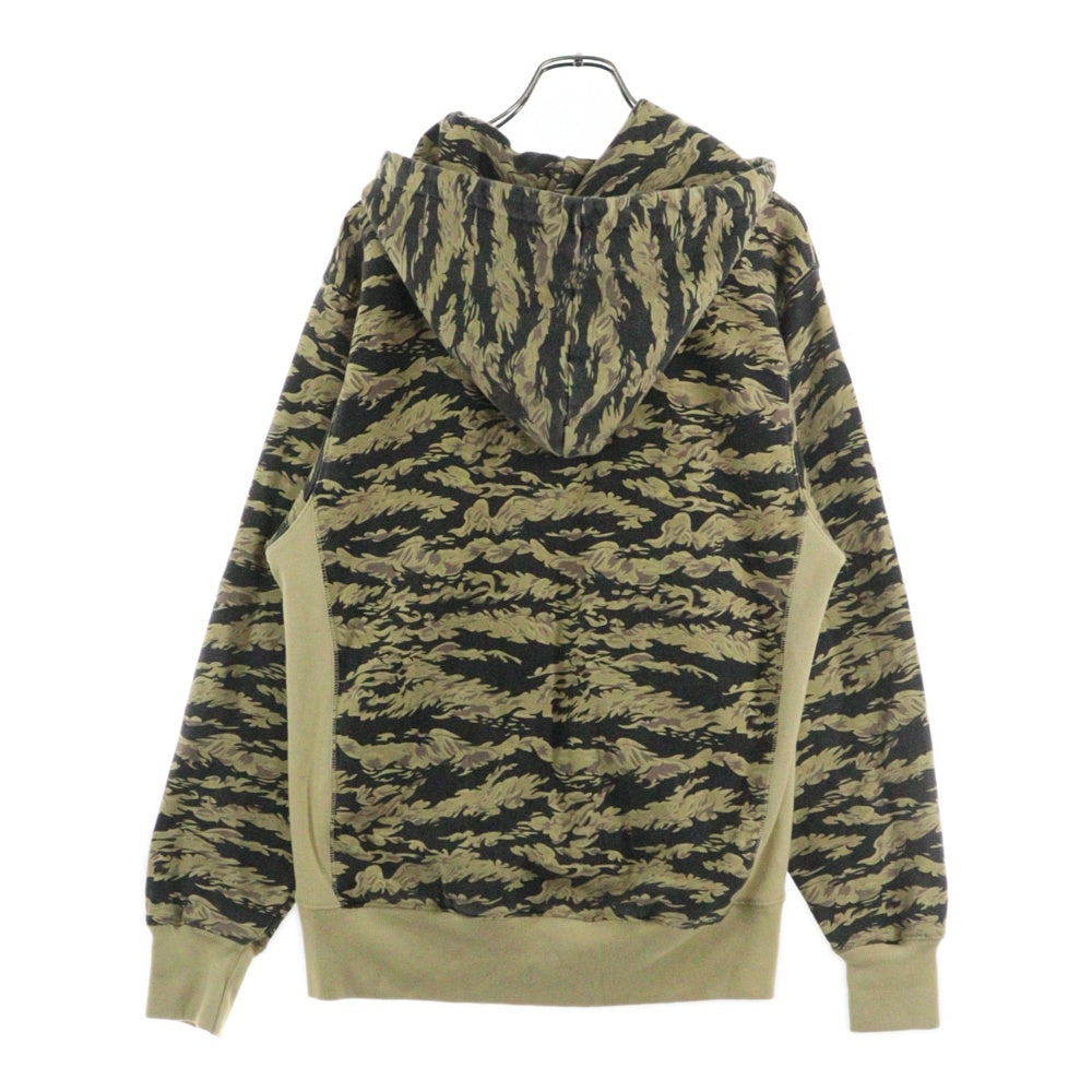 STUSSY(ステューシー) 90‐00S タイガーカモ ジップアップ フーデッドスウェットパーカー ブラウン